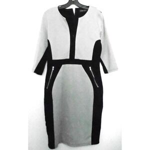 Homeyee Dress  10 Sheath Black Colorblock Retro  OFFICE CAREER Womens